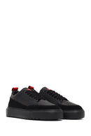 Men's Black Lace-Up Thick-Soled Leather Sneaker | Derimod
