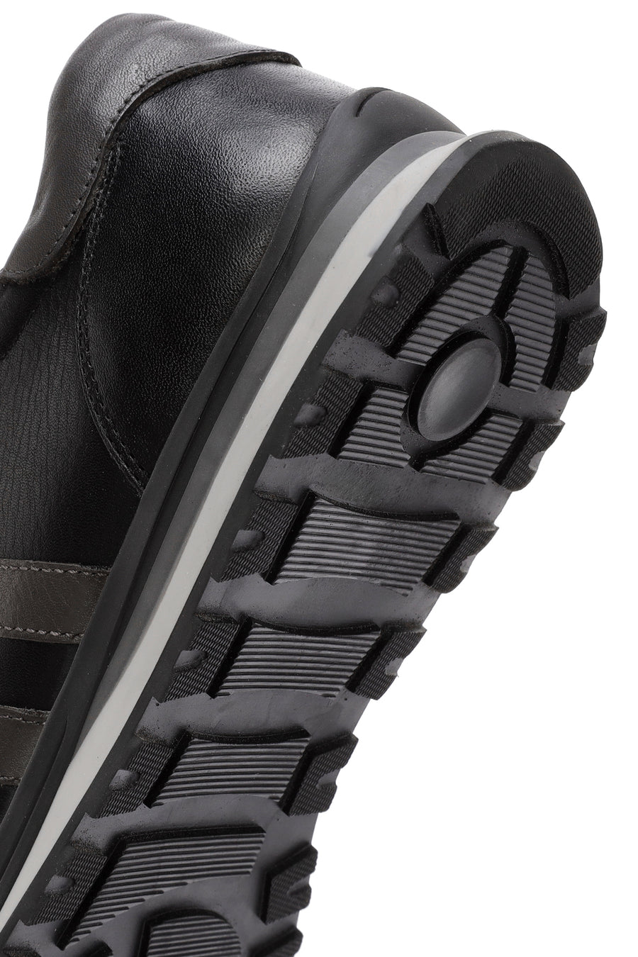 Erkek Siyah Bağcıklı Deri Sneaker