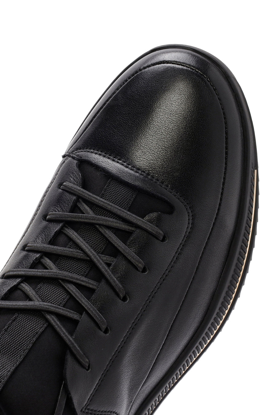 Men's Black Lace-up Leather Sneaker