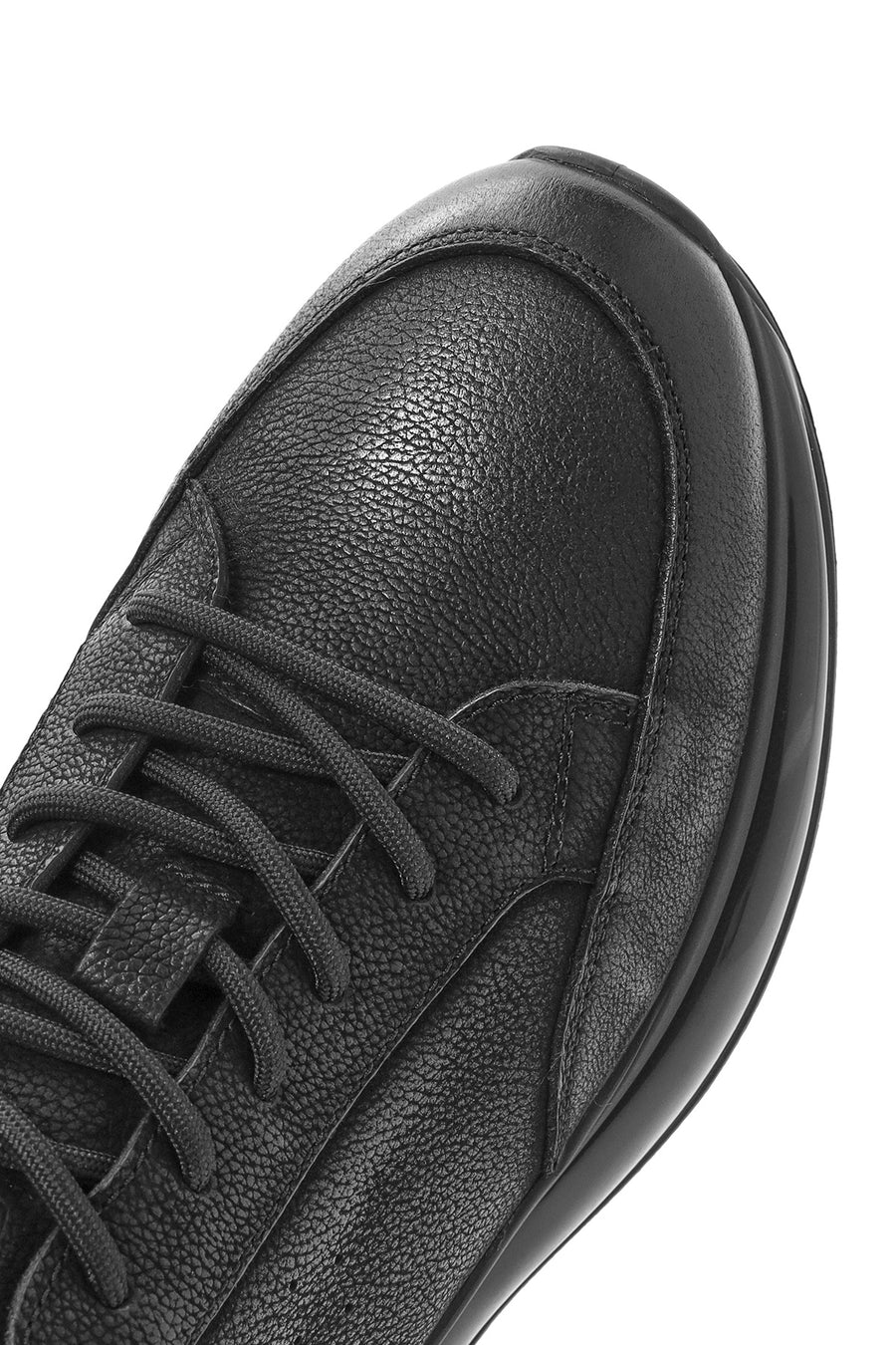 Men's Black Lace-Up Nubuck Leather Sneakers