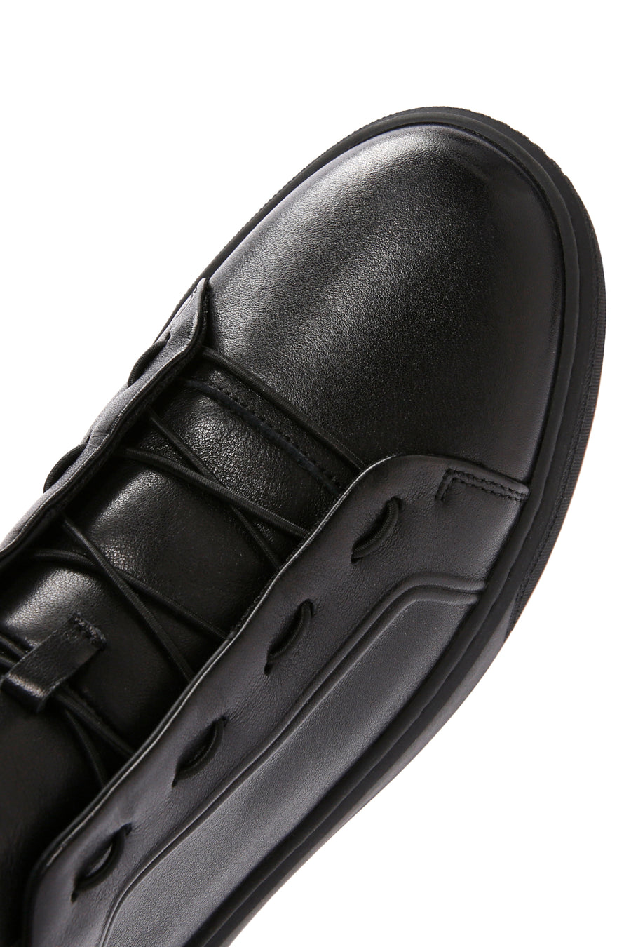 Men's Black Lace-up Leather Sneaker