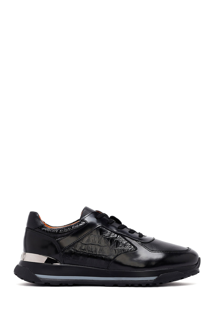 Erkek Siyah Bağcıklı Kalın Tabanlı Deri Sneaker 24WFD722818 | Derimod
