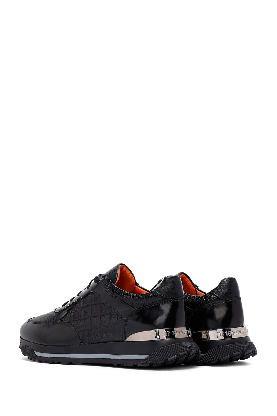 Erkek Siyah Bağcıklı Kalın Tabanlı Deri Sneaker