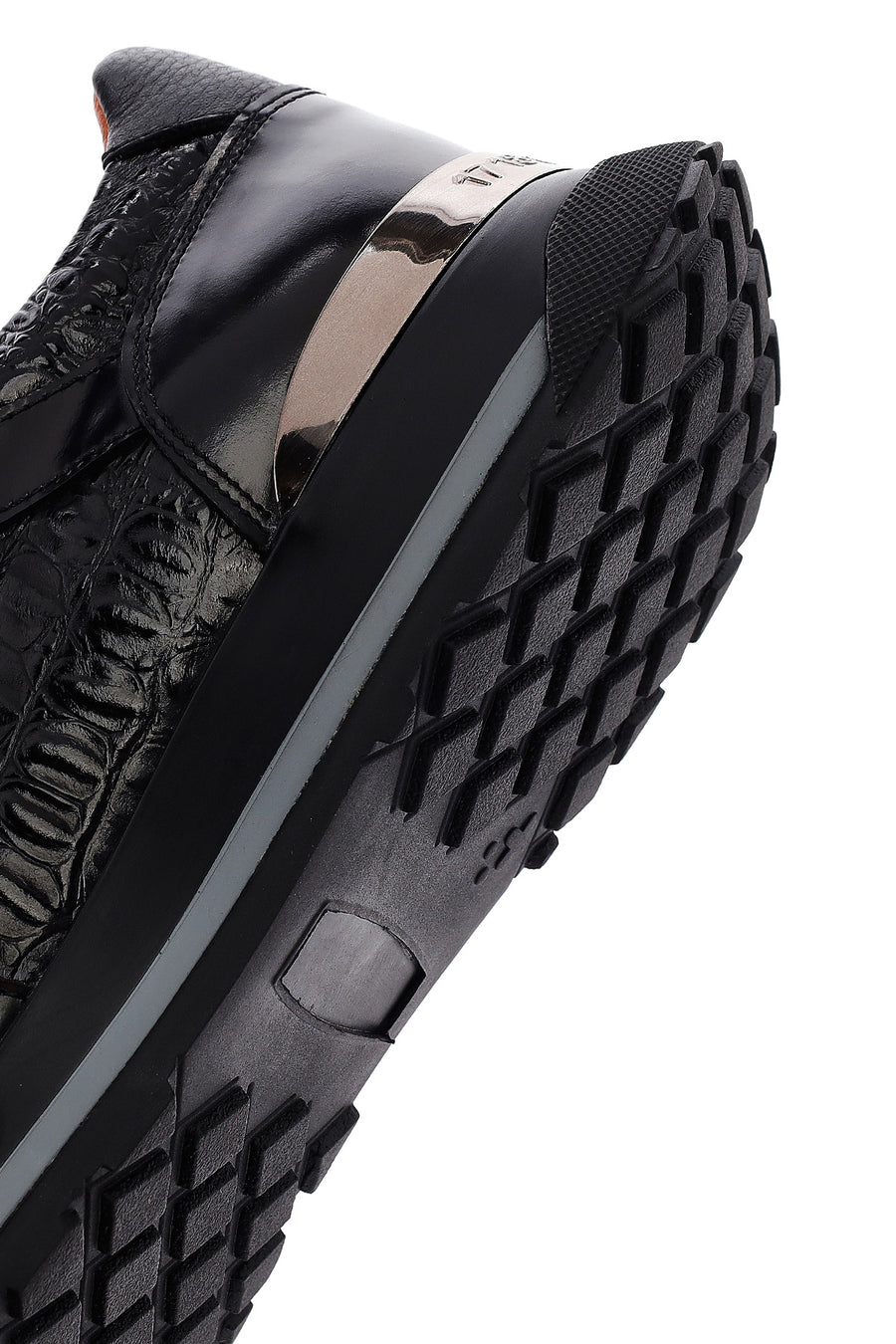 Erkek Siyah Bağcıklı Kalın Tabanlı Deri Sneaker