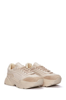 Women's Beige Thick Sole Lace-Up Sneakers | Derimod