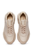 Women's Beige Thick Sole Lace-Up Sneakers | Derimod
