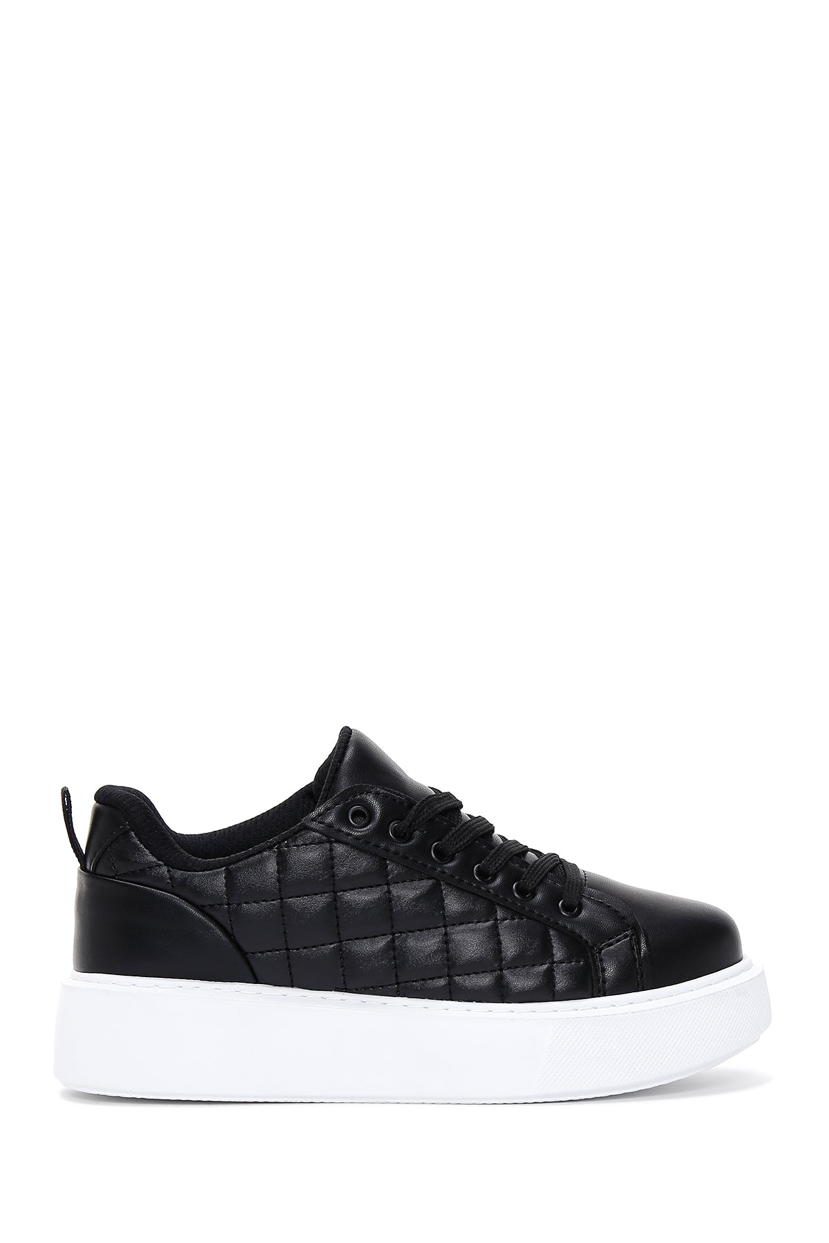 Women's Black Lace-Up Quilted Sneakers 24WFE1452KP | Derimod