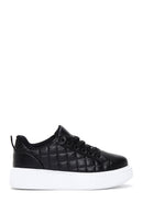 Women's Black Lace-Up Quilted Sneakers | Derimod