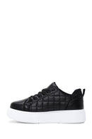 Women's Black Lace-Up Quilted Sneakers | Derimod