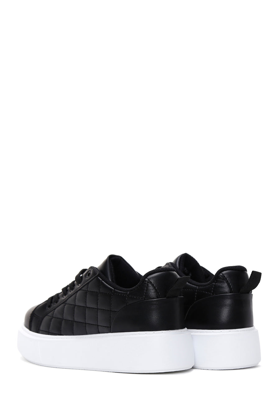 Kadın Siyah Bağcıklı Kapitone Sneaker