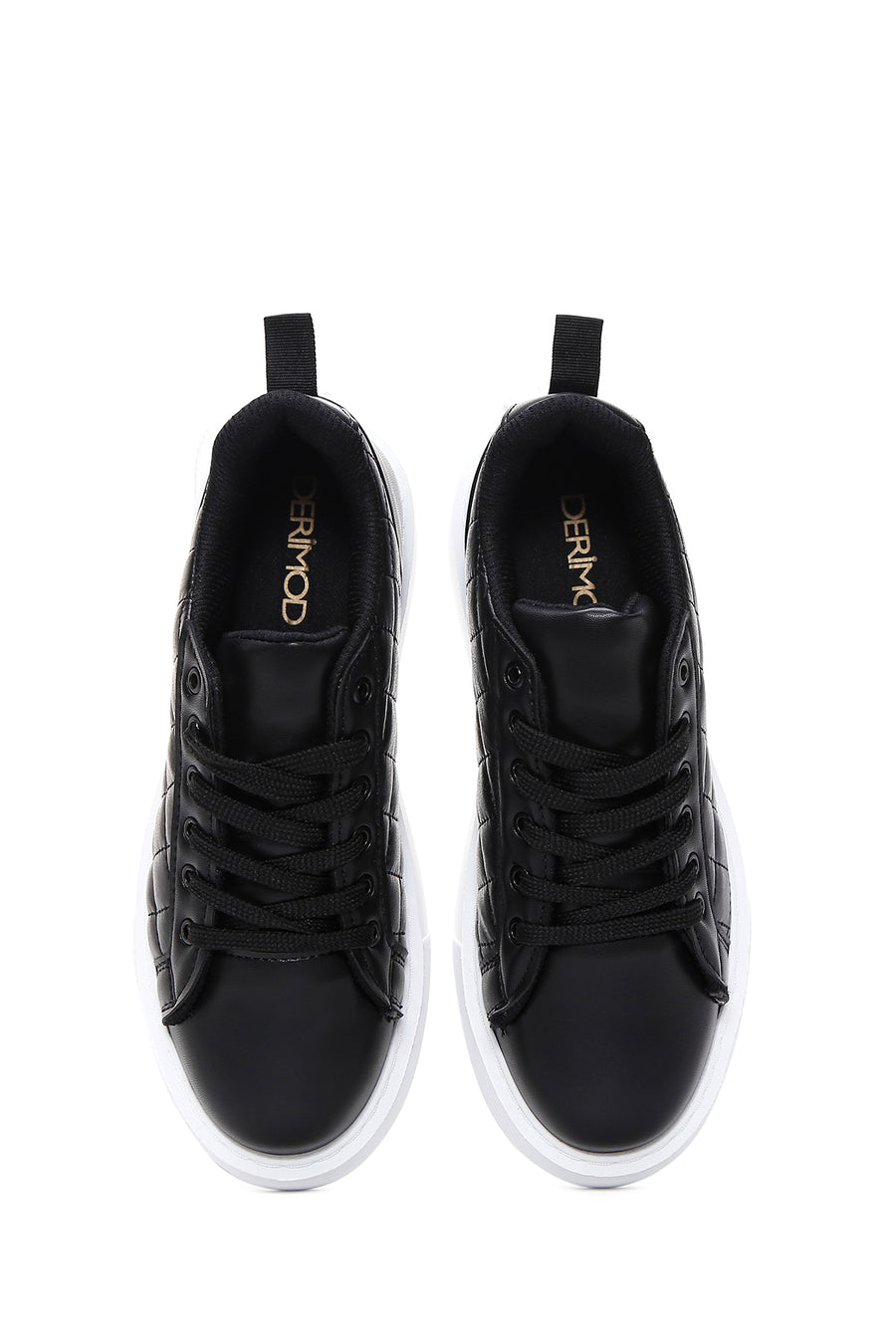 Kadın Siyah Bağcıklı Kapitone Sneaker