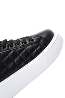 Women's Black Lace-Up Quilted Sneakers | Derimod