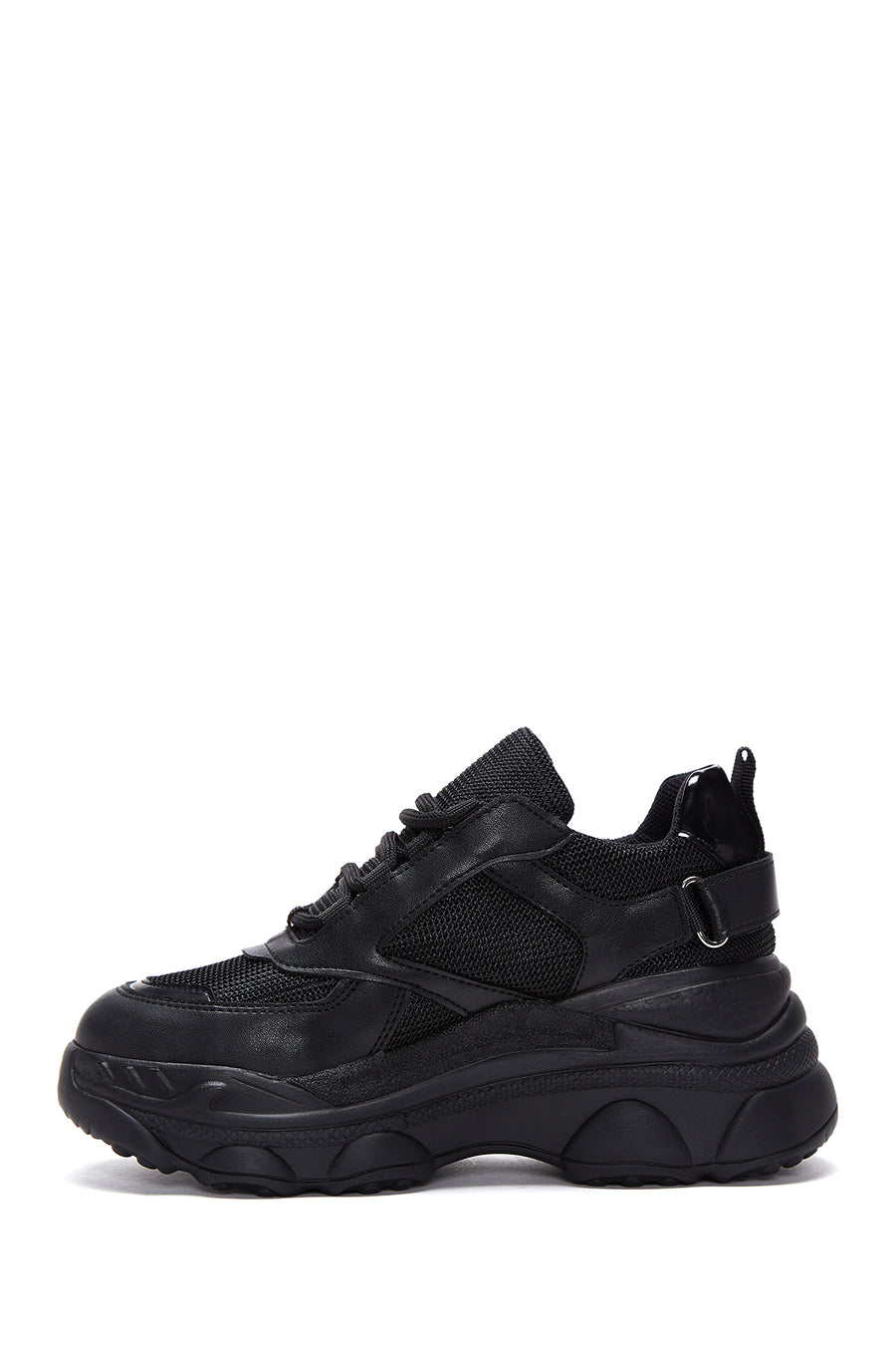 Kadın Siyah Kalın Tabanlı Bağcıklı Sneaker
