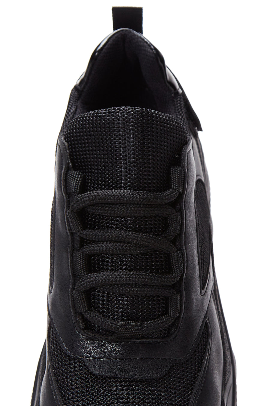 Kadın Siyah Kalın Tabanlı Bağcıklı Sneaker