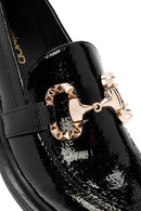 Women's Black Buckle Detailed Patent Leather Masculine Loafer | Derimod