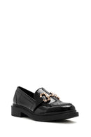 Women's Black Buckle Detailed Patent Leather Masculine Loafer | Derimod