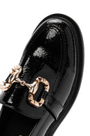 Women's Black Buckle Detailed Patent Leather Masculine Loafer | Derimod