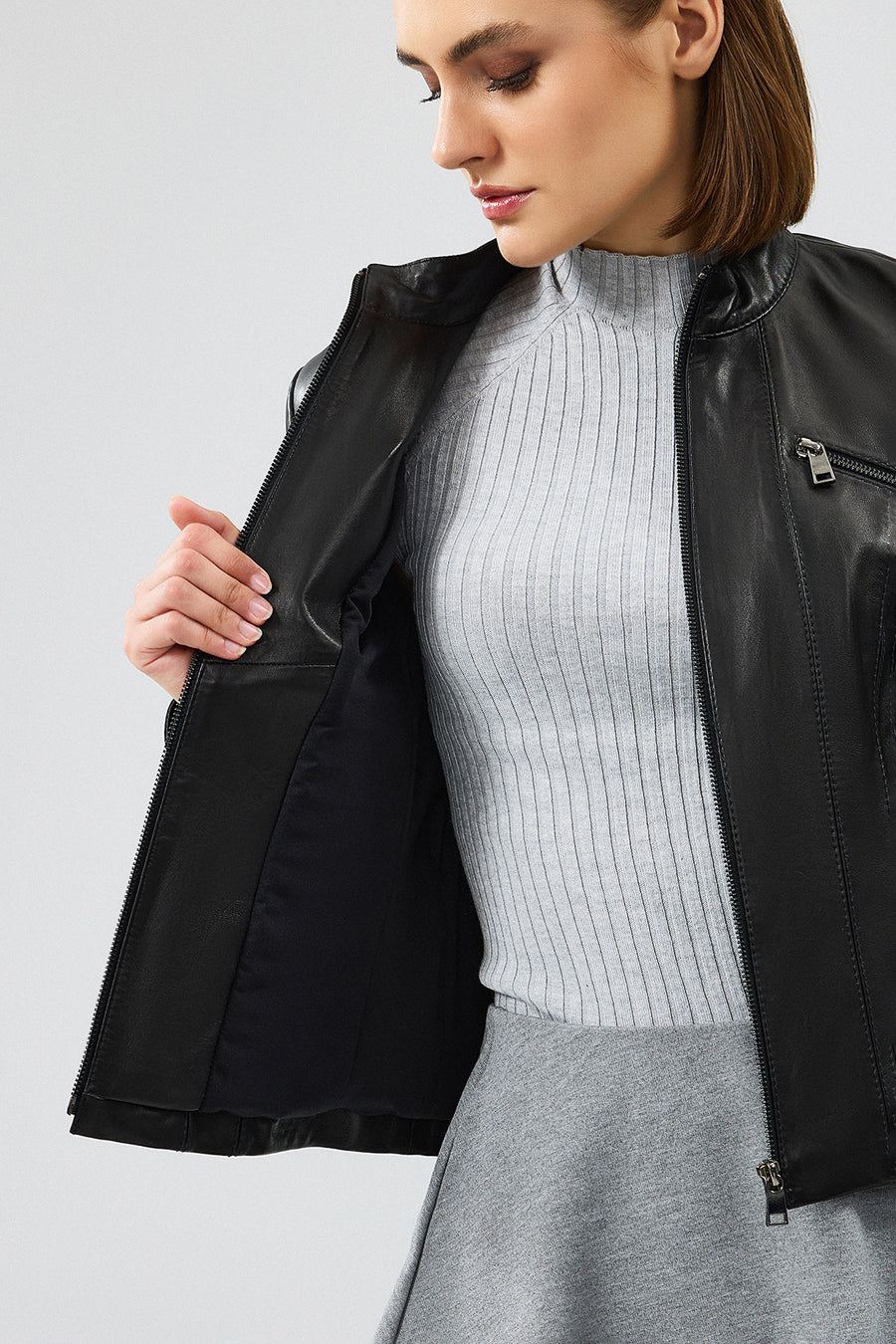 Linda Women's Black Short Leather Jacket