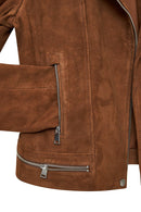 Layla Kadın Kahverengi Biker Süet Deri Ceket | Derimod