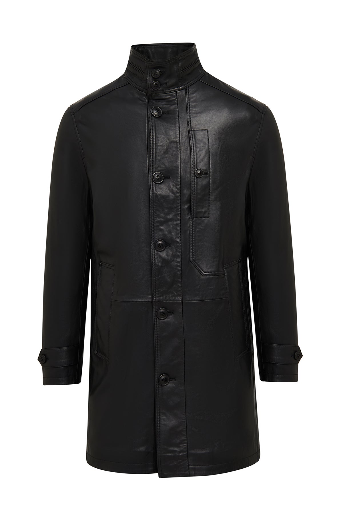 Ederson Erkek Siyah Hakim Yaka Düğmeli Deri Kaban 24WGD6113VE | Derimod