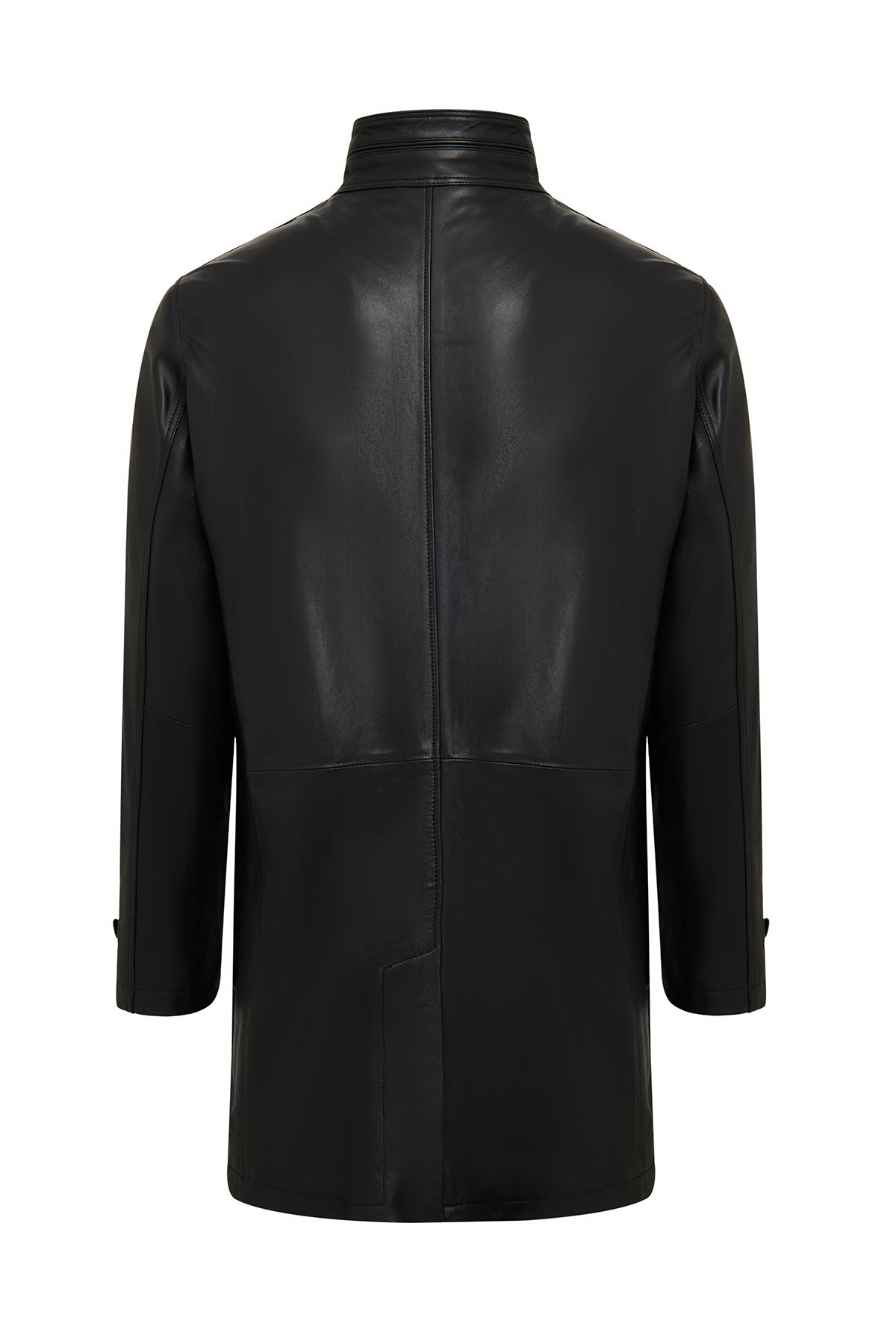 Ederson Erkek Siyah Hakim Yaka Düğmeli Deri Kaban