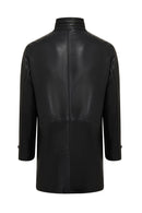 Ederson Erkek Siyah Hakim Yaka Düğmeli Deri Kaban | Derimod