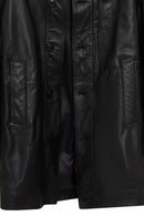 Ederson Erkek Siyah Hakim Yaka Düğmeli Deri Kaban | Derimod