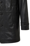 Ederson Erkek Siyah Hakim Yaka Düğmeli Deri Kaban | Derimod