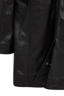 Ederson Erkek Siyah Hakim Yaka Düğmeli Deri Kaban | Derimod