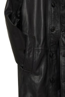 Ederson Erkek Siyah Hakim Yaka Düğmeli Deri Kaban | Derimod