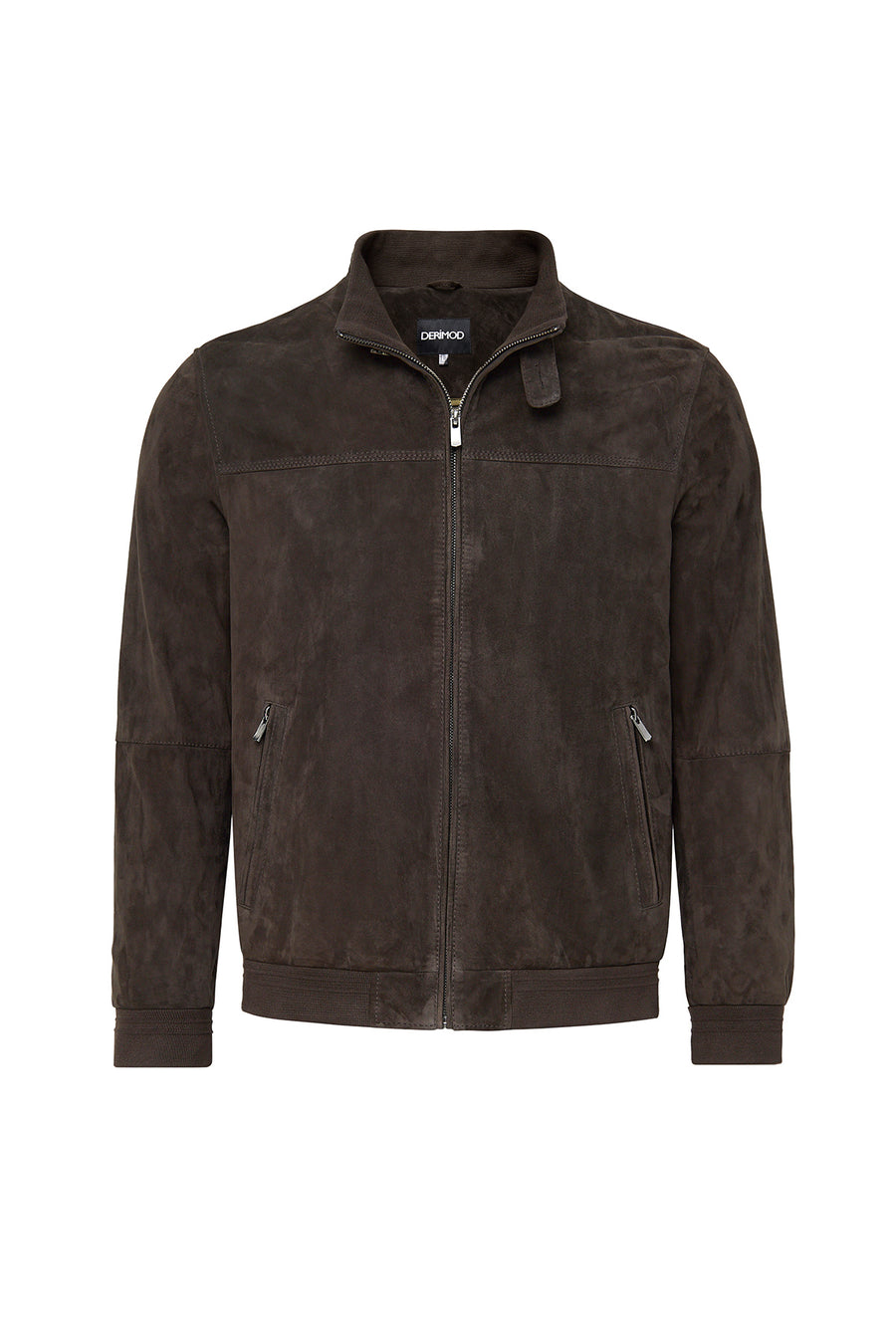 Marcelo Men's Brown Mandarin Collar Suede Leather Jacket