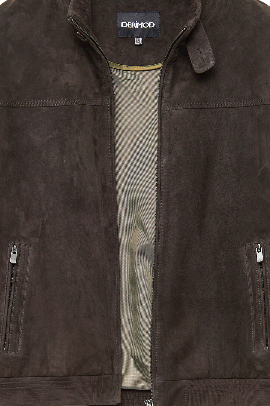 Marcelo Men's Brown Mandarin Collar Suede Leather Jacket