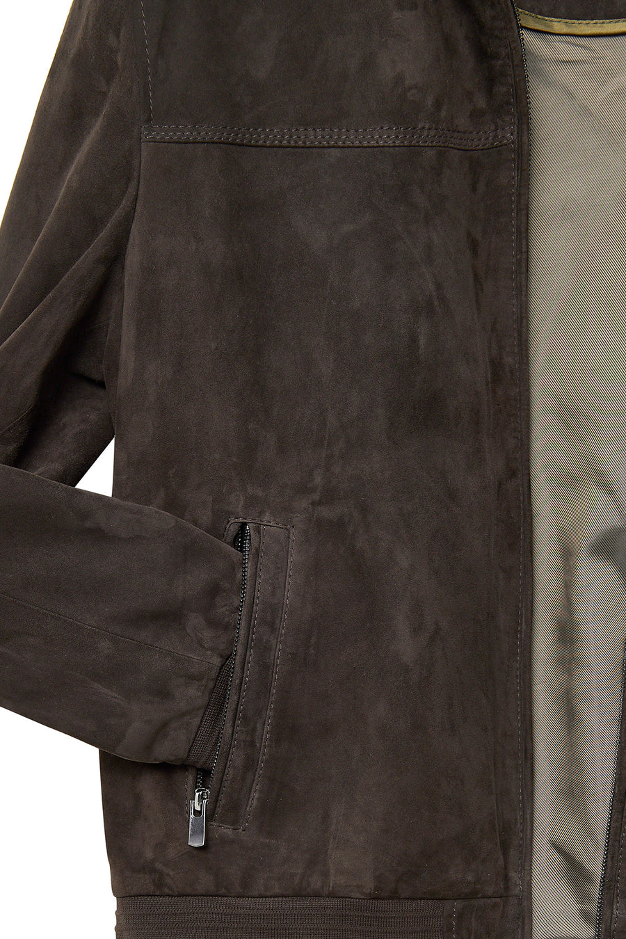 Marcelo Men's Brown Mandarin Collar Suede Leather Jacket