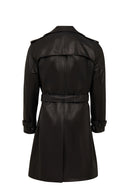 Bellingham Men Black Oversize Leather Trench Coat | Derimod