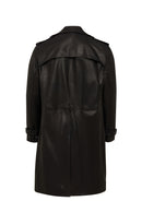 Bellingham Men Black Oversize Leather Trench Coat | Derimod