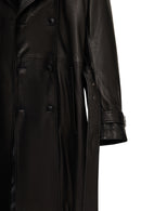 Bellingham Men Black Oversize Leather Trench Coat | Derimod