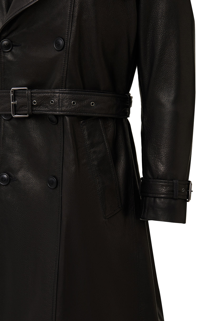 Bellingham Erkek Siyah Oversize Deri Trençkot