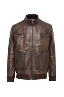 Felix (Plus) Erkek Kahverengi Deri Ceket | Derimod