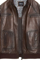 Felix (Plus) Erkek Kahverengi Deri Ceket | Derimod