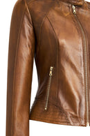 Anya Kadın Camel Kısa Deri Ceket | Derimod