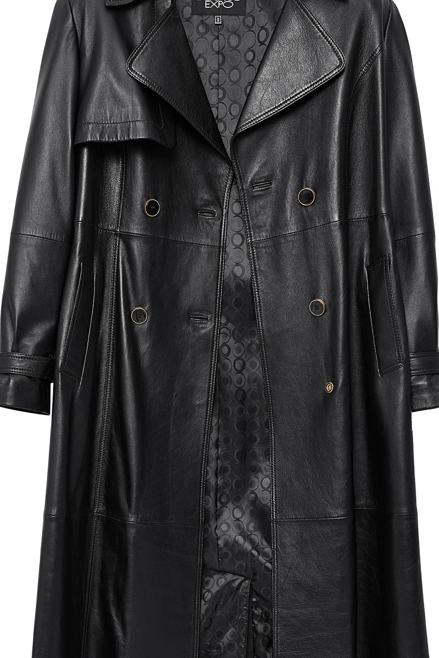 Jenny -X Women's Black Belt Detailed Leather Trench Coat