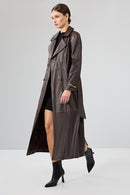 Jenny -X Kadın Kahverengi Kemer Detaylı Deri Trençkot | Derimod