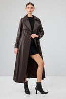 Jenny -X Kadın Kahverengi Kemer Detaylı Deri Trençkot | Derimod