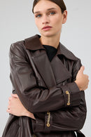 Jenny -X Kadın Kahverengi Kemer Detaylı Deri Trençkot | Derimod