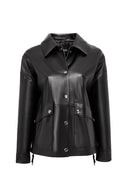 Susan Kadın Siyah Oversize Deri Ceket | Derimod