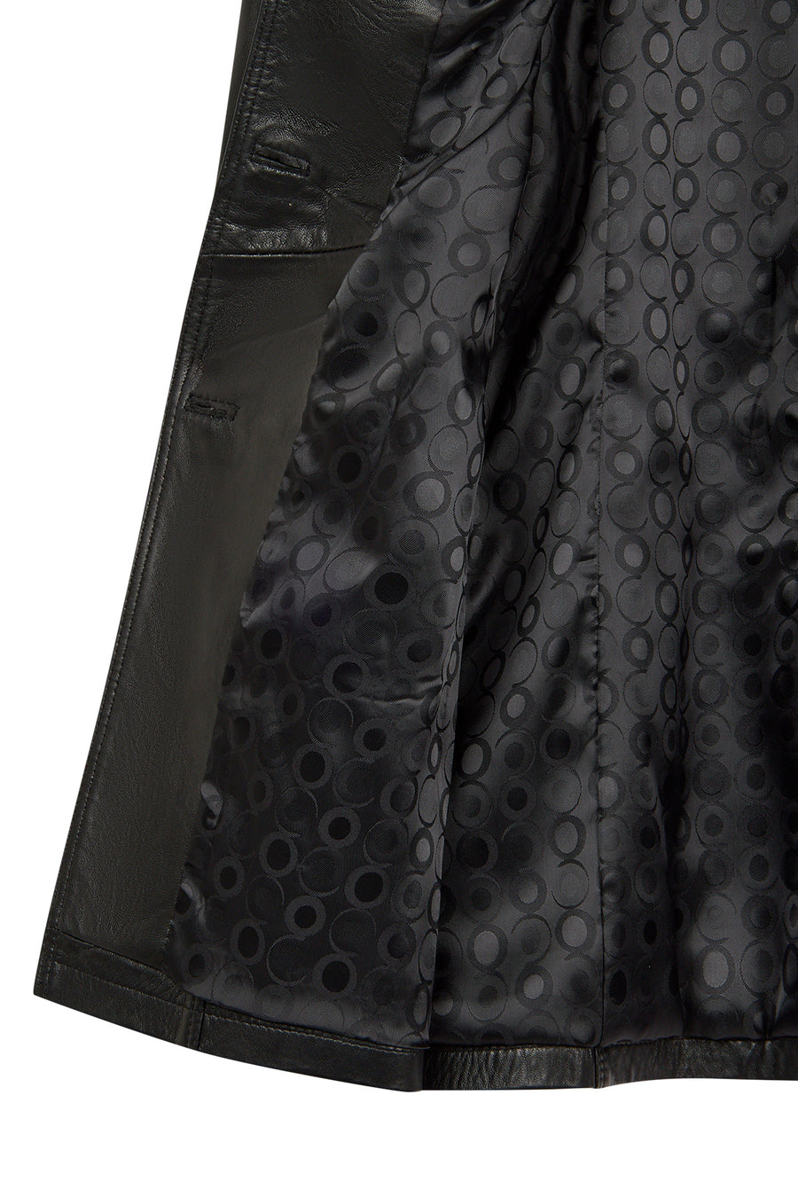 Rhoda(Plus) Woman Black Fur-Collared Loose-Fit Leather Coat