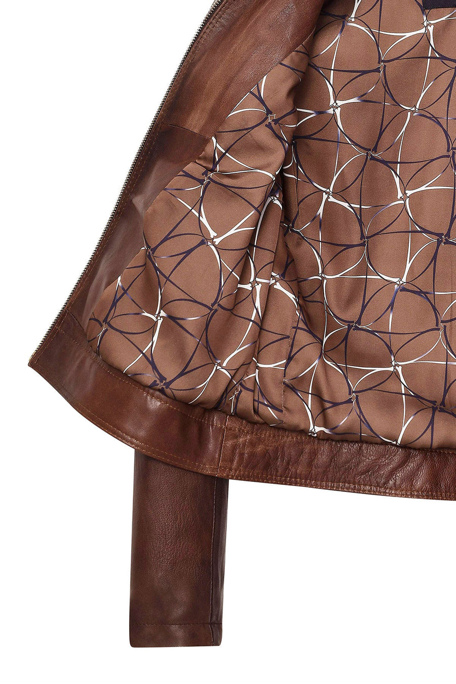 Kylie Women's Brown Mandarin Collar Leather Jacket
