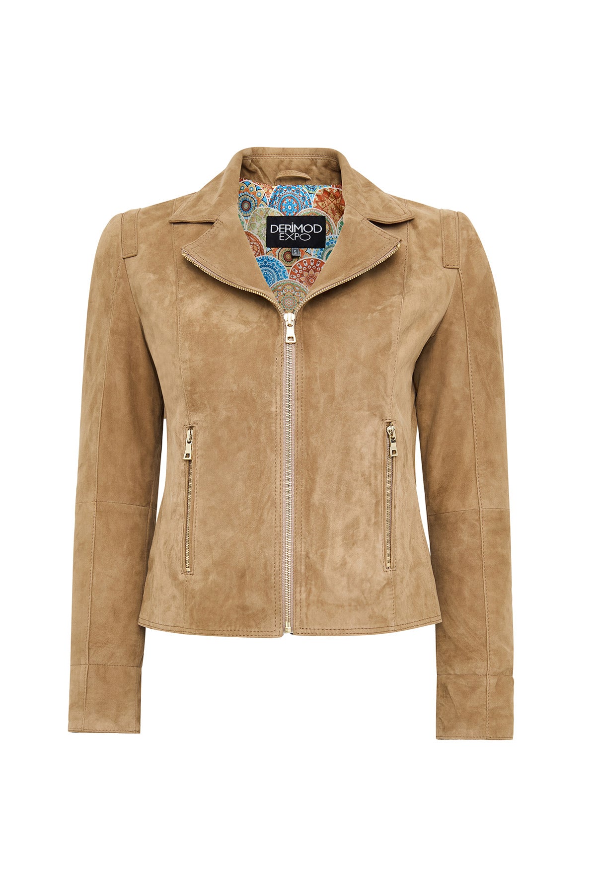 Lara Kadın Camel Kısa Süet Deri Ceket 24WGE588110 | Derimod