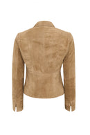 Lara Kadın Camel Kısa Süet Deri Ceket | Derimod