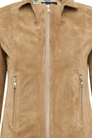 Lara Kadın Camel Kısa Süet Deri Ceket | Derimod